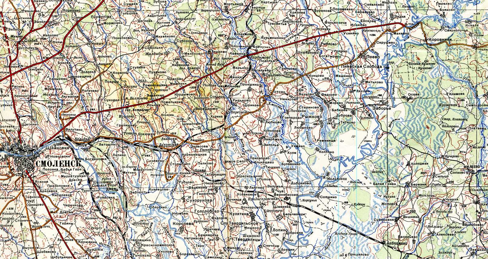 Топографическая карта смоленской области подробная с деревнями на 1941 год